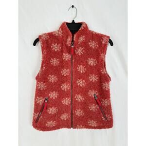Women's Tsunami Fleece Vest Holiday Snowflake‎ Print Full Zip Sz SM CANADA
